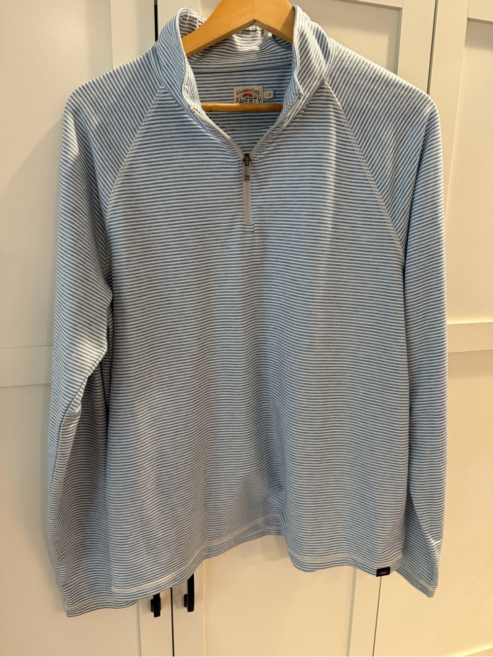 Faherty Men’s Light Blue Stripe Quarter-Zip Pullover